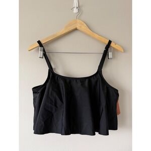 Shapermint Essentials Swim Ruffled Bikini Top Black XL 81007 Adjustable Straps